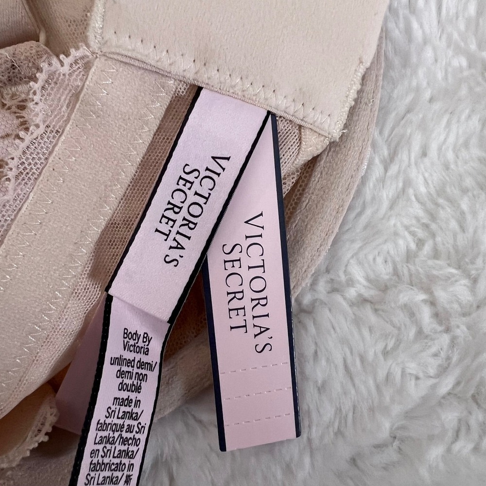 Victorias‎ Secret Body By Victoria Unlined Demi Lace Bra 42G Beige Floral - Picture 8 of 10